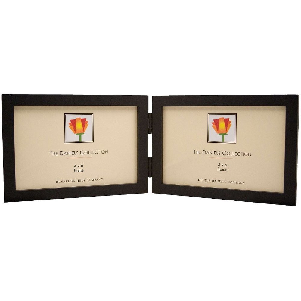 Dennis Daniels Double Horizontal 4x 6" Ebony (Black) W4106DE Photo Frame, New